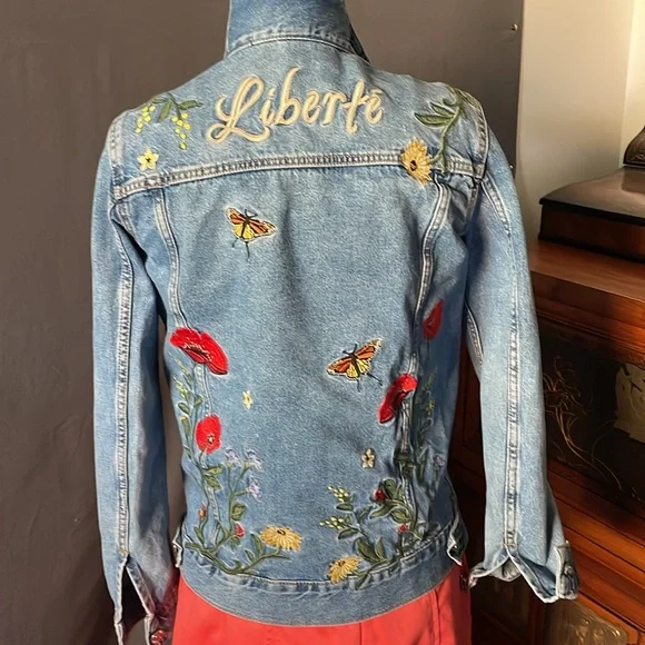 &DENIM “Liberté” Embroidered Floral Denim Jacket - Picture 10 of 14